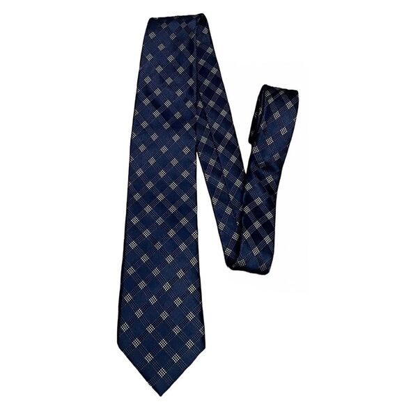 2for25 Michael Kors Silk Men Tie Blue Beige Plaid Check Classic Designer Necktie - Picture 5 of 16